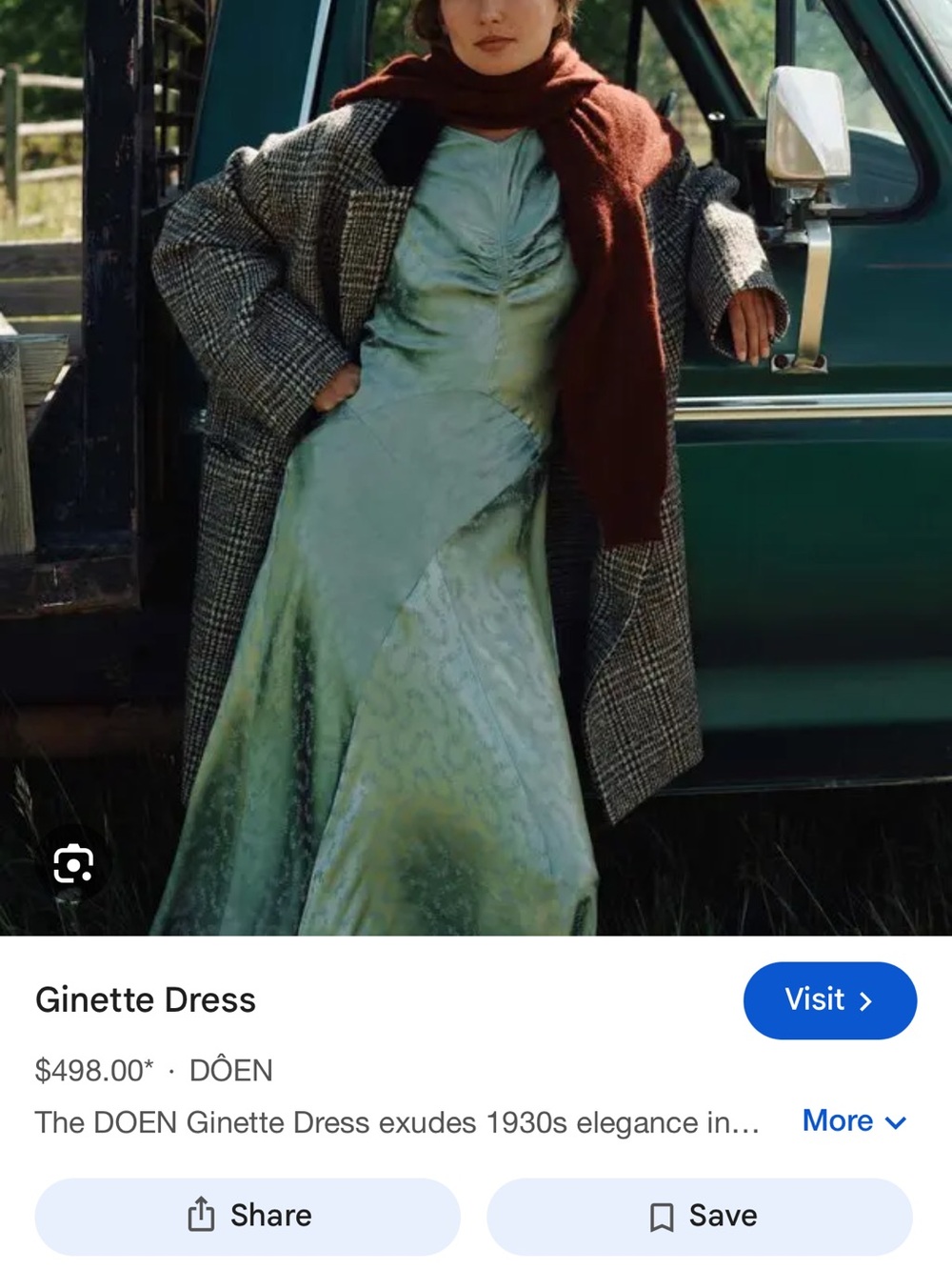 NWT Doen Ginette Dress Dusty Sage Satin V-Neck Maxi Dress - Picture 7 of 7